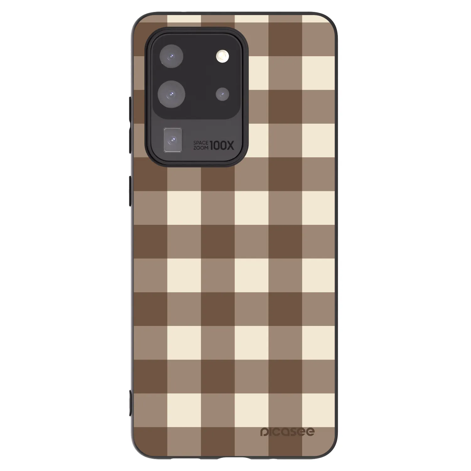 Picasee fekete szilikon tok az alábbi mobiltelefonokra Samsung Galaxy S20 Ultra 5G G988F - Brown grid