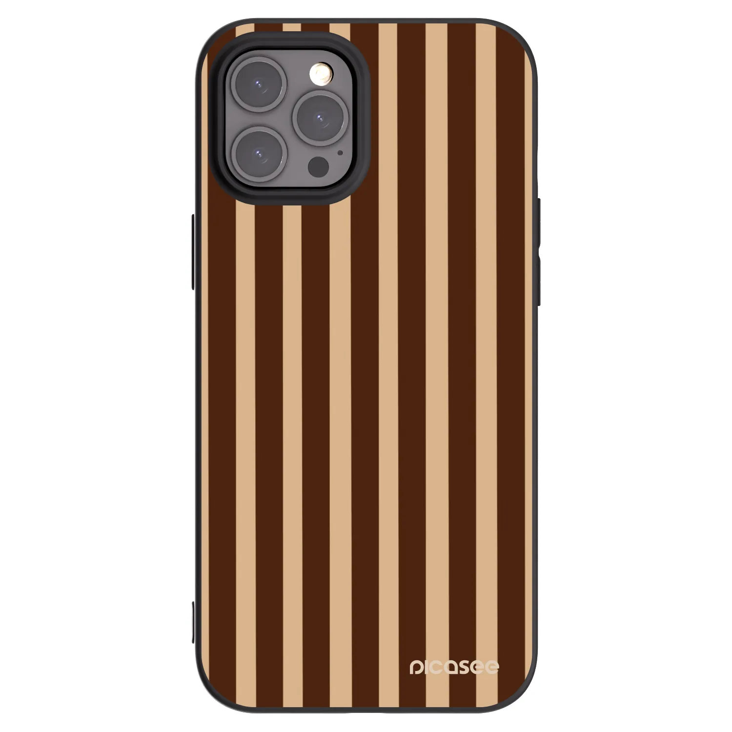Picasee fekete szilikon tok az alábbi mobiltelefonokra Apple iPhone 12 Pro Max - Brown lines