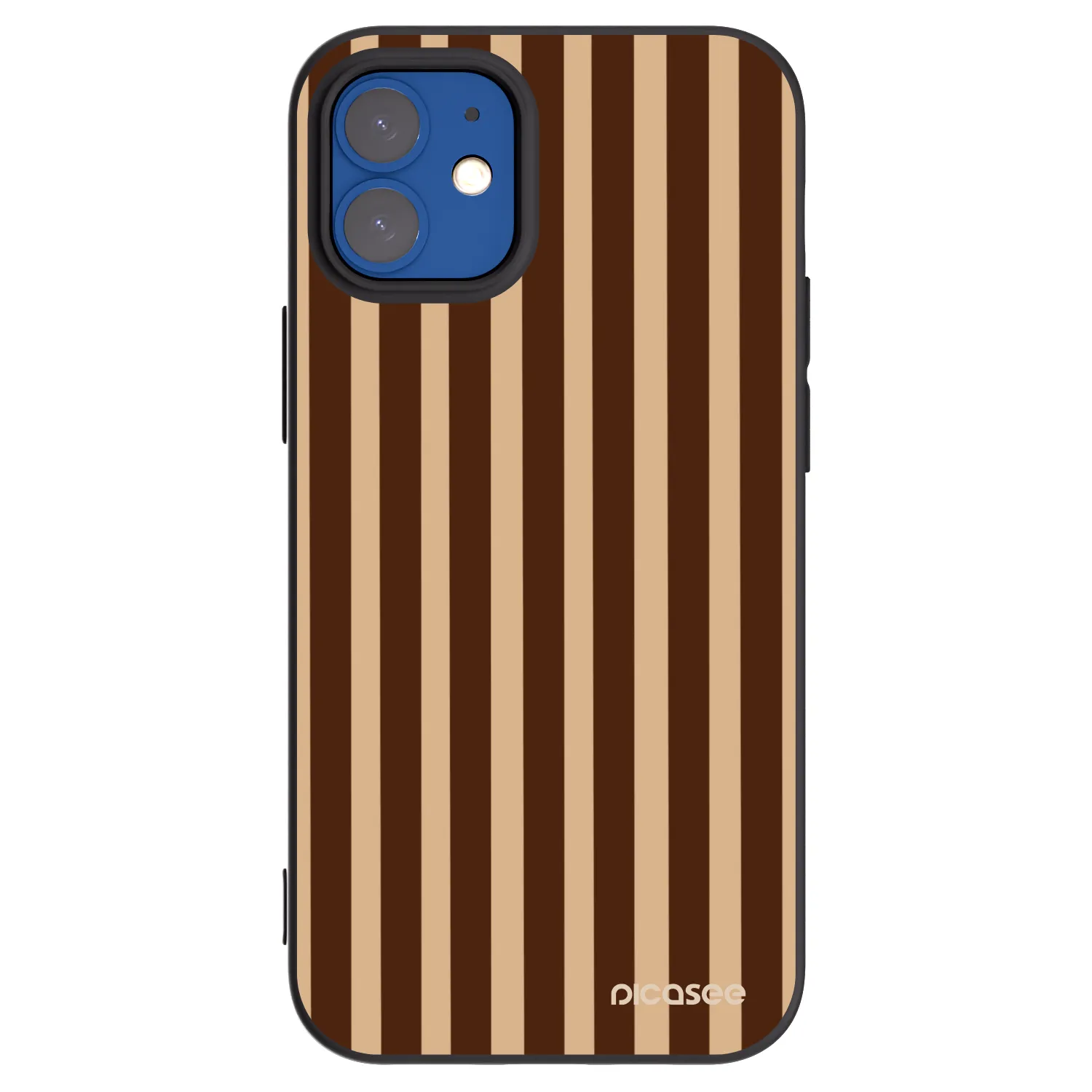 Picasee fekete szilikon tok az alábbi mobiltelefonokra Apple iPhone 12 mini - Brown lines