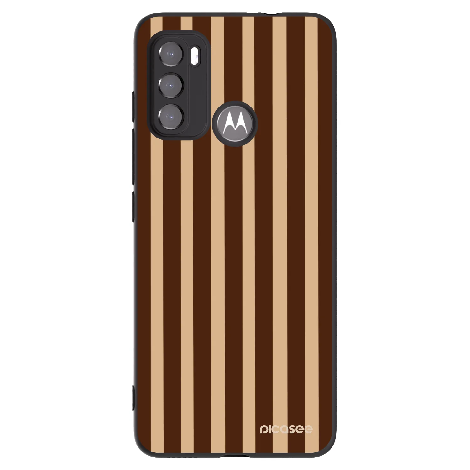 Picasee fekete szilikon tok az alábbi mobiltelefonokra Motorola Moto G60 - Brown lines