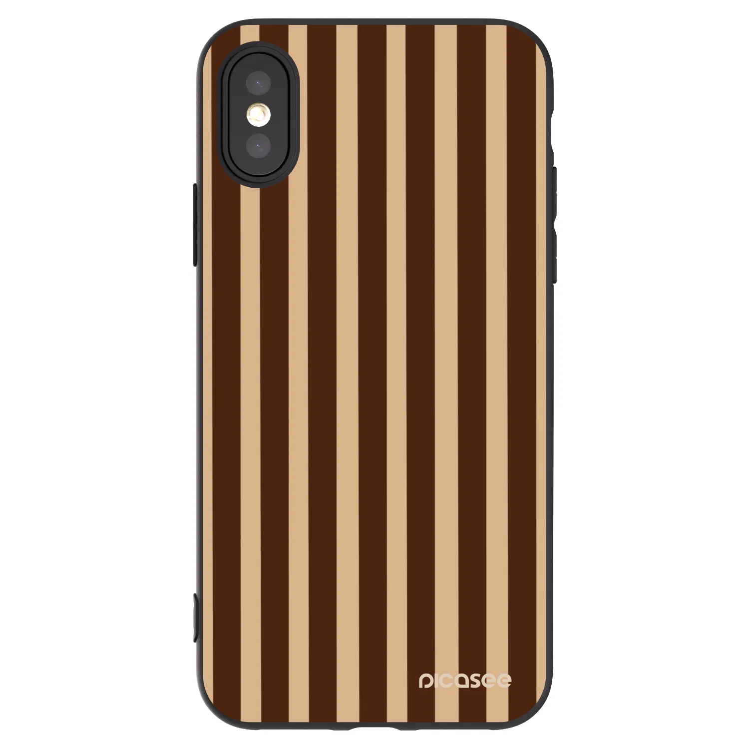 Picasee fekete szilikon tok az alábbi mobiltelefonokra Apple iPhone X/XS - Brown lines