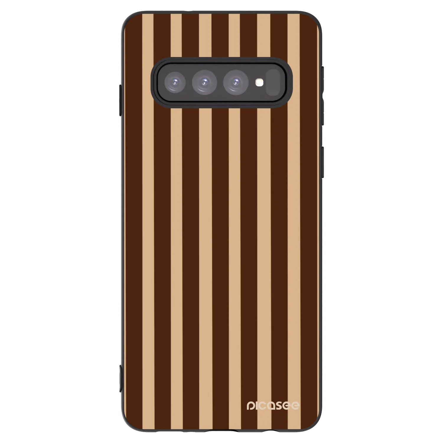 Picasee fekete szilikon tok az alábbi mobiltelefonokra Samsung Galaxy S10 G973 - Brown lines