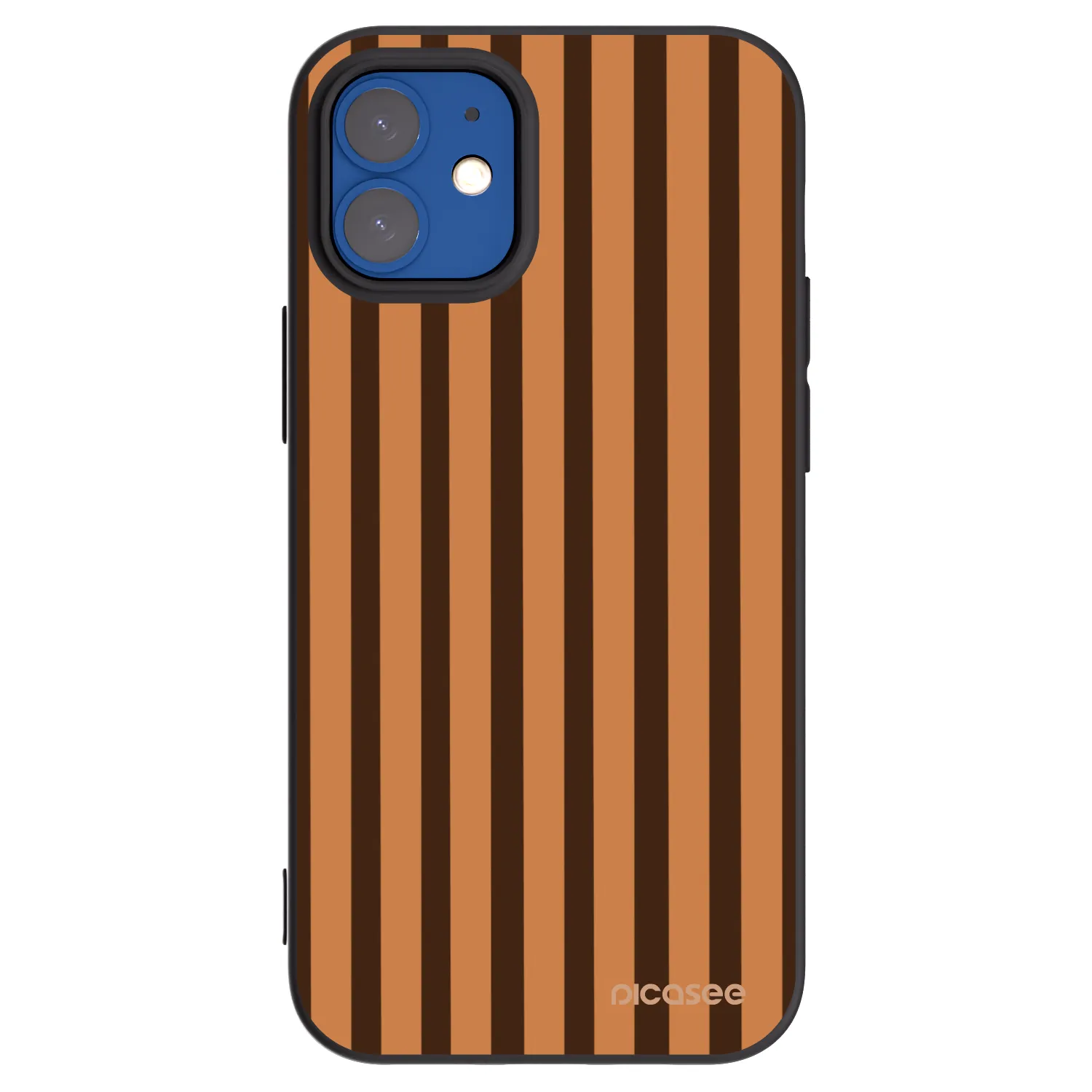 Picasee fekete szilikon tok az alábbi mobiltelefonokra Apple iPhone 12 mini - Caramel lines