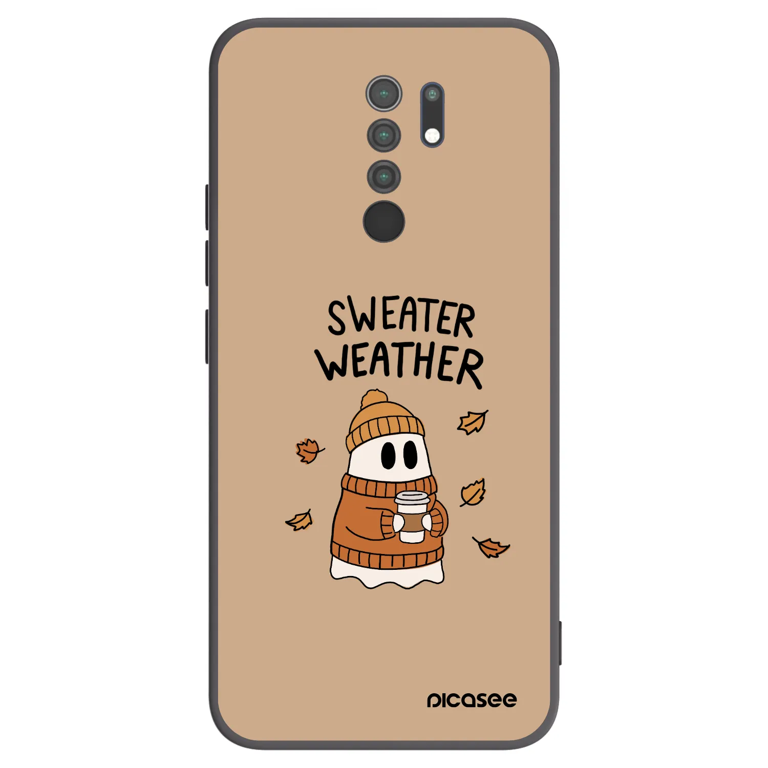 Picasee fekete szilikon tok az alábbi mobiltelefonokra Xiaomi Redmi 9 - Sweater ghost