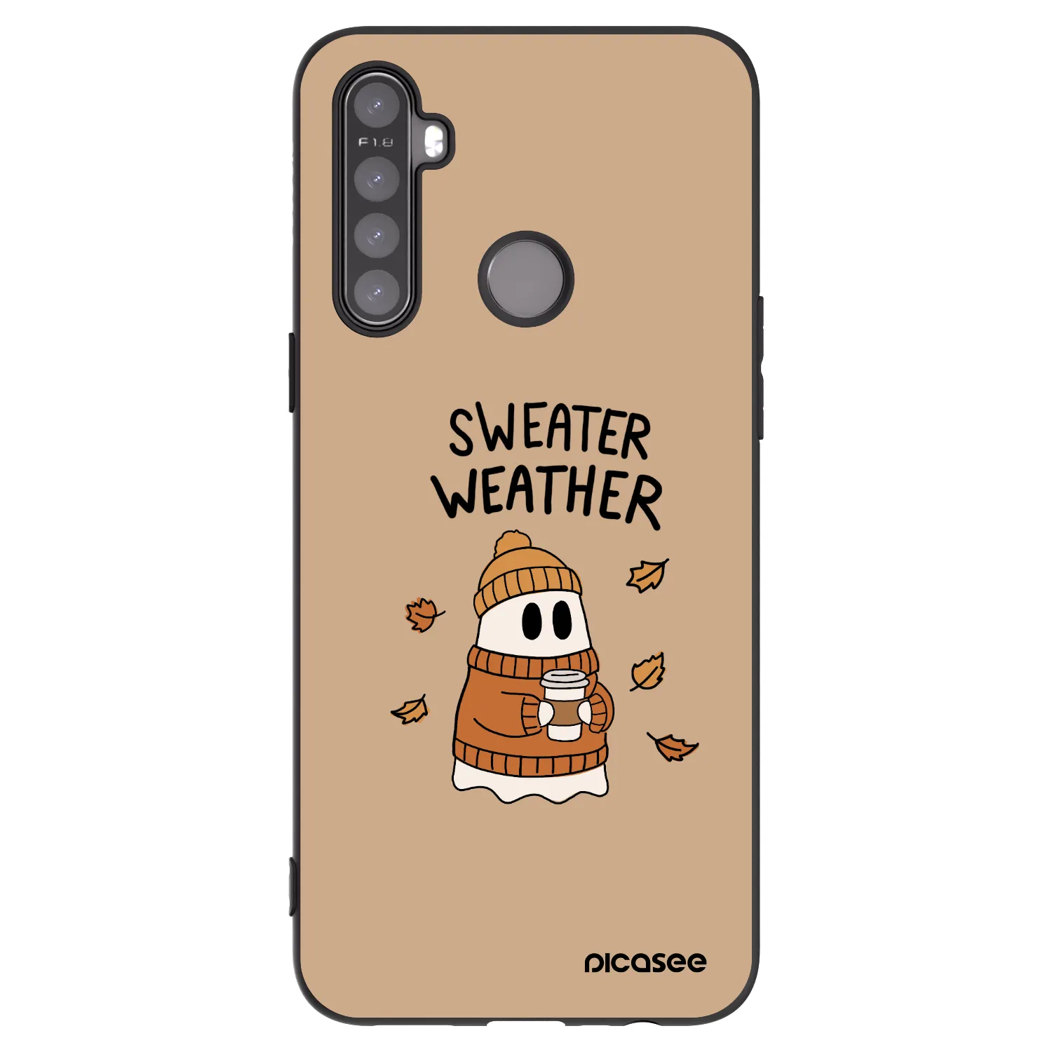 Picasee fekete szilikon tok az alábbi mobiltelefonokra Realme 6i - Sweater ghost