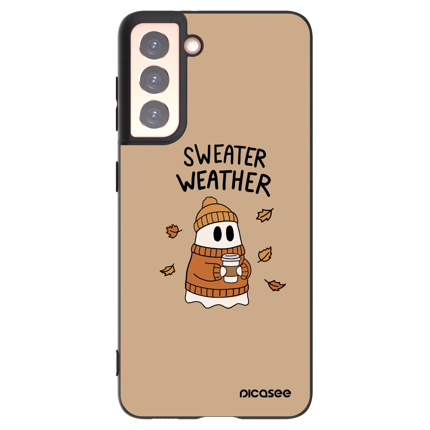 Picasee fekete szilikon tok az alábbi mobiltelefonokra Samsung Galaxy S21 5G G991B - Sweater ghost