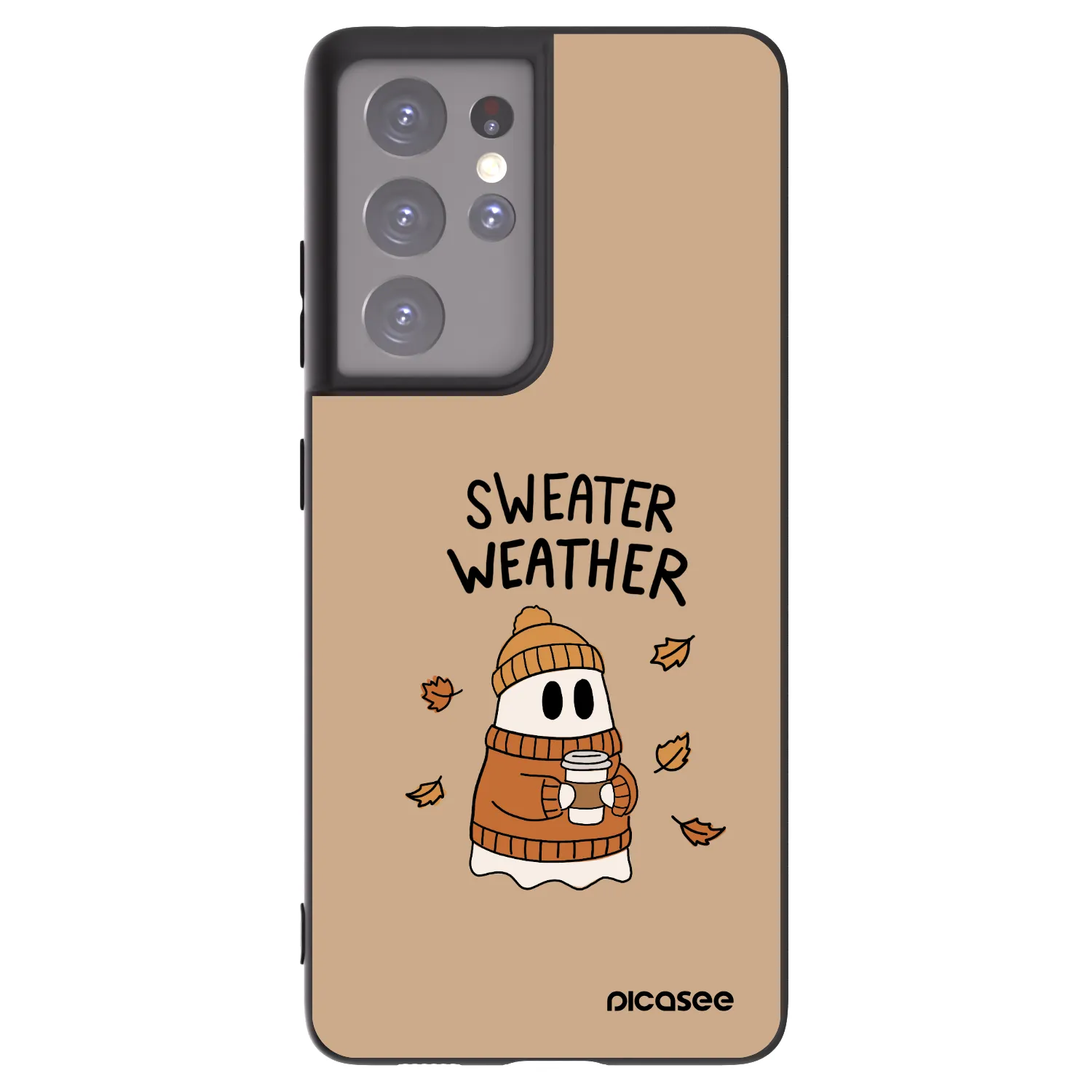 Picasee fekete szilikon tok az alábbi mobiltelefonokra Samsung Galaxy S21 Ultra 5G G998B - Sweater ghost