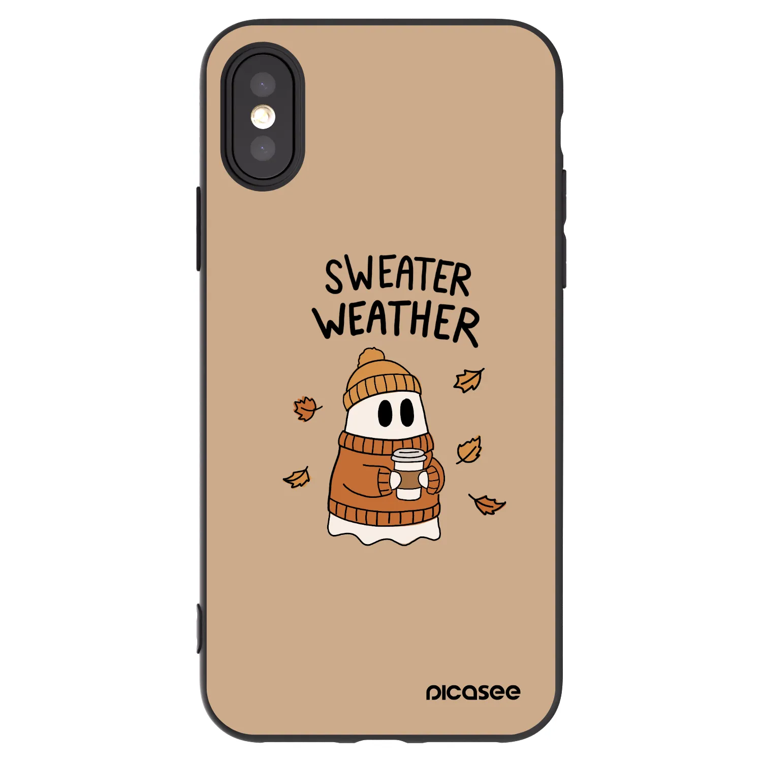 Picasee fekete szilikon tok az alábbi mobiltelefonokra Apple iPhone X/XS - Sweater ghost