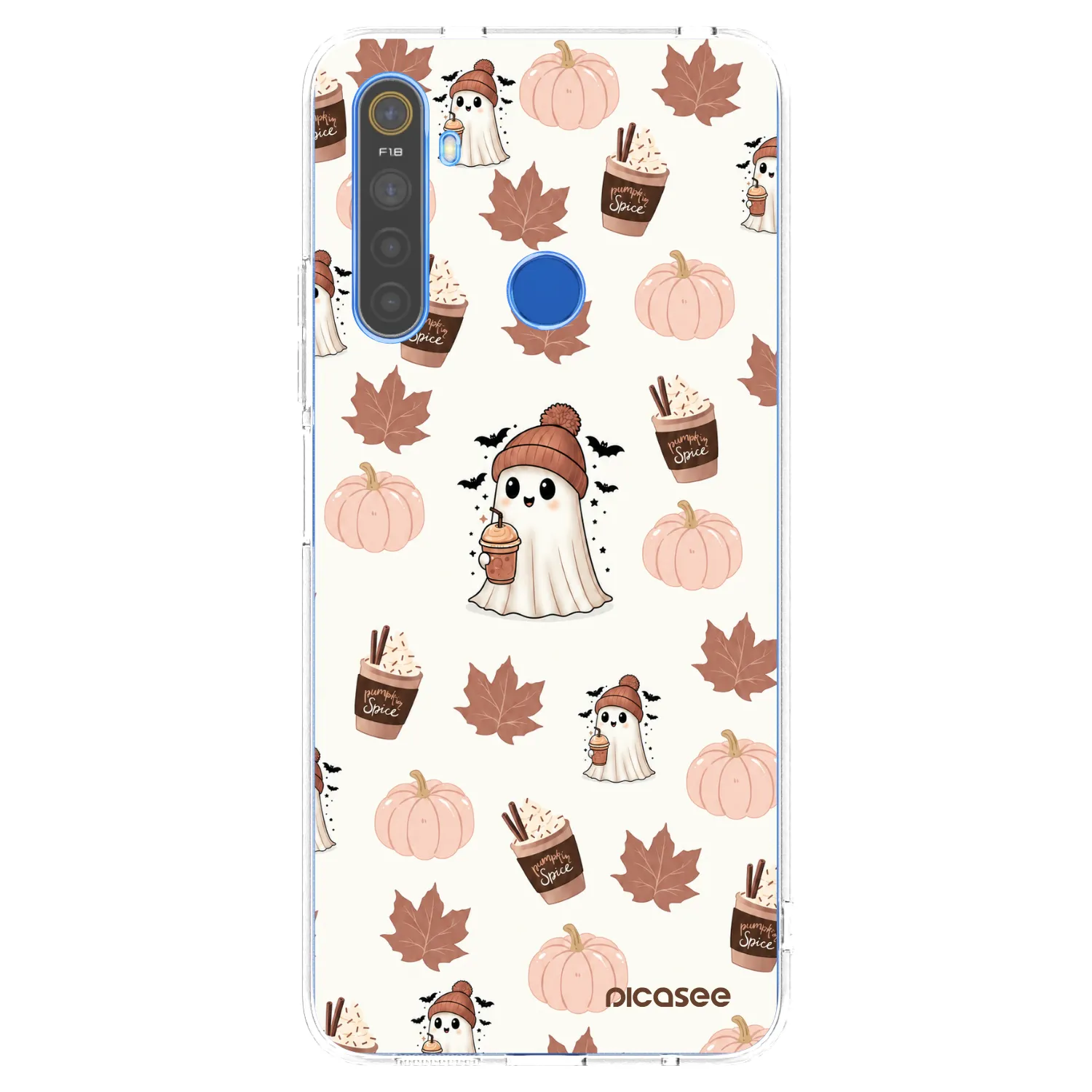 Picasee átlátszó szilikon tok az alábbi mobiltelefonokra Realme 5 - Pumpkin spice