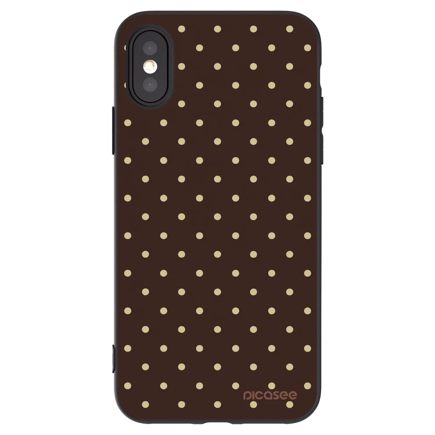 Picasee fekete szilikon tok az alábbi mobiltelefonokra Apple iPhone X/XS - Vanilla Dots & Chocolate