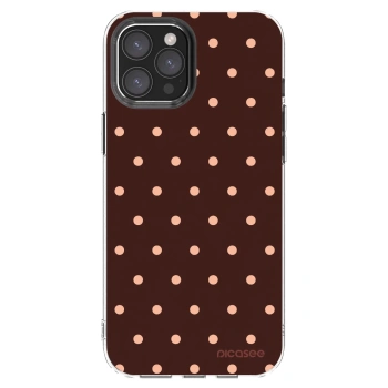 Picasee átlátszó szilikon tok az alábbi mobiltelefonokra Apple iPhone 12 Pro Max - Peach Dots & Chocolate