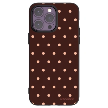 Picasee fekete szilikon tok az alábbi mobiltelefonokra Apple iPhone 14 Pro Max - Peach Dots & Chocolate