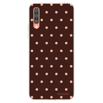 Picasee átlátszó szilikon tok az alábbi mobiltelefonokra Samsung Galaxy A70 A705F - Peach Dots & Chocolate