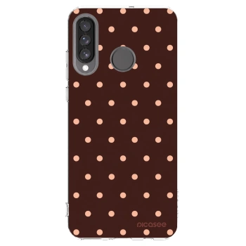 Picasee átlátszó szilikon tok az alábbi mobiltelefonokra Huawei P30 Lite - Peach Dots & Chocolate
