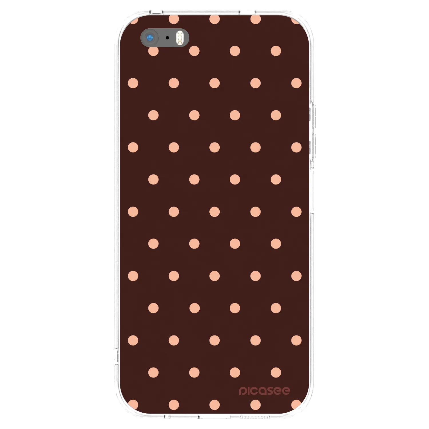 Picasee átlátszó szilikon tok az alábbi mobiltelefonokra Apple iPhone 5/5S/SE - Peach Dots & Chocolate