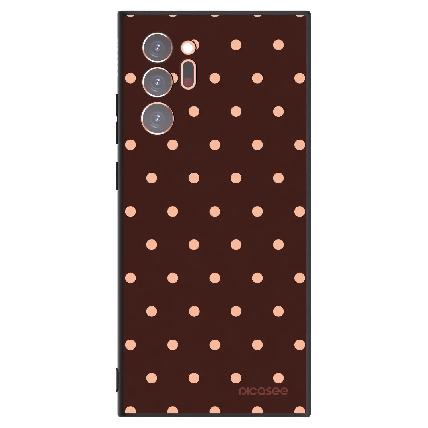 Picasee fekete szilikon tok az alábbi mobiltelefonokra Samsung Galaxy Note 20 Ultra - Peach Dots & Chocolate