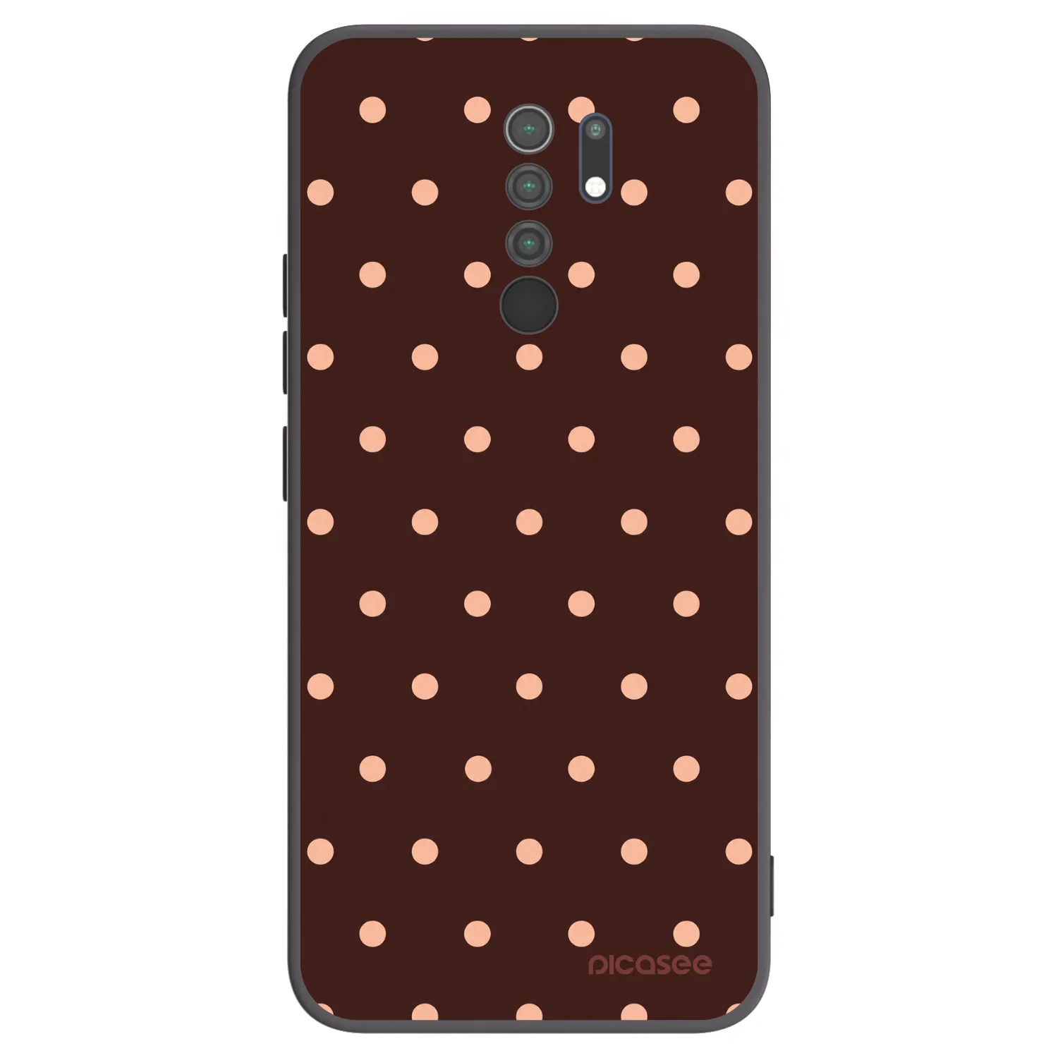Picasee fekete szilikon tok az alábbi mobiltelefonokra Xiaomi Redmi 9 - Peach Dots & Chocolate
