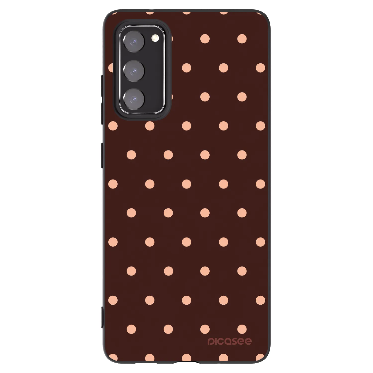 Picasee fekete szilikon tok az alábbi mobiltelefonokra Samsung Galaxy S20 FE - Peach Dots & Chocolate