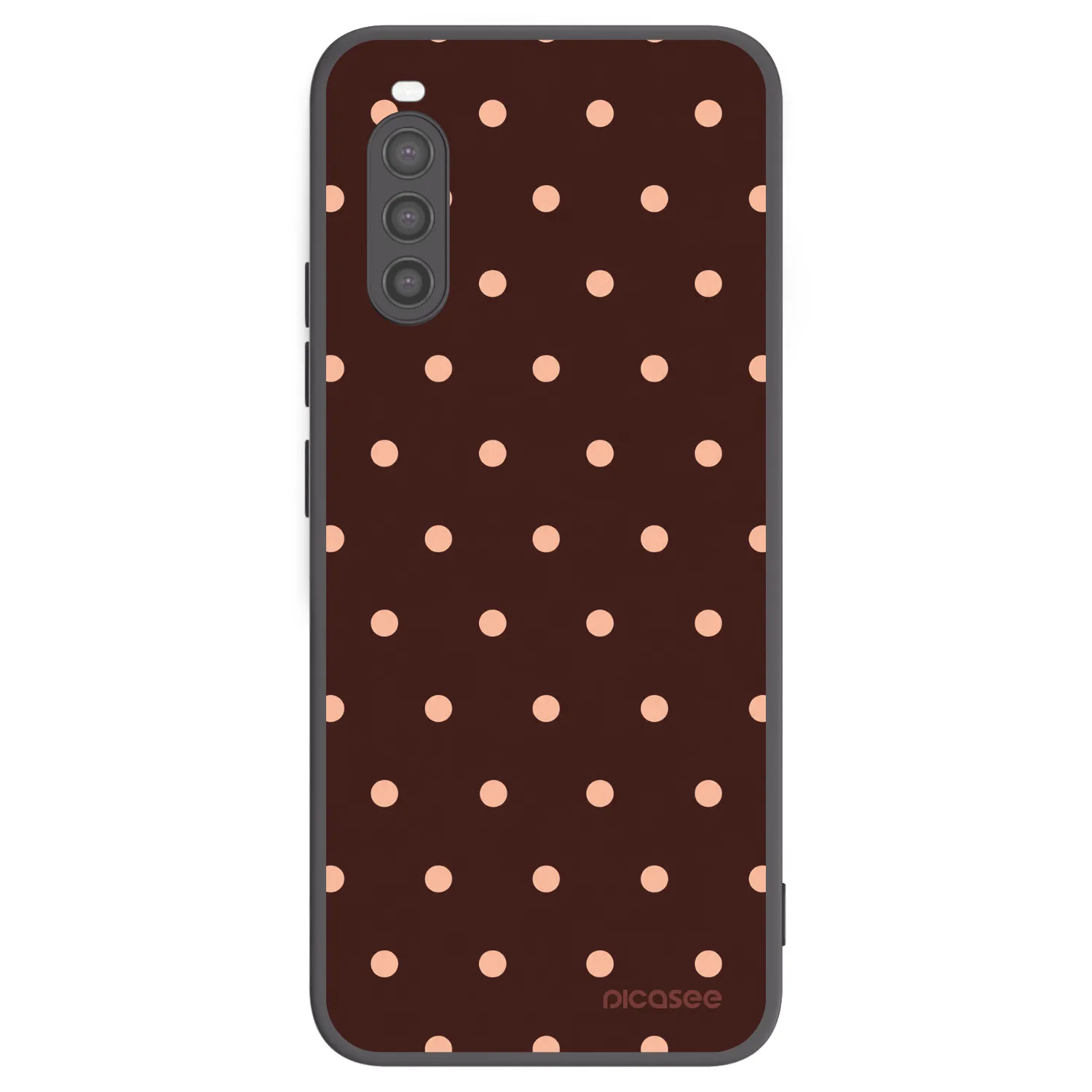 Picasee fekete szilikon tok az alábbi mobiltelefonokra Sony Xperia 10 II - Peach Dots & Chocolate