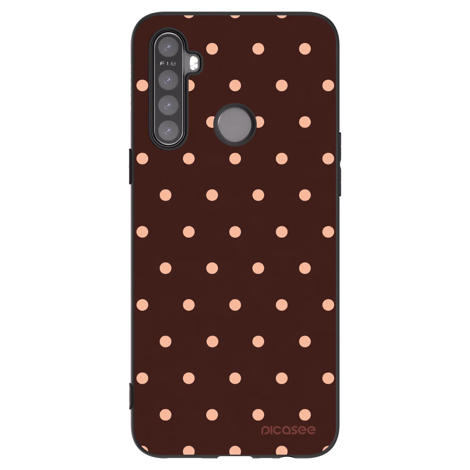 Picasee fekete szilikon tok az alábbi mobiltelefonokra Realme 6i - Peach Dots & Chocolate