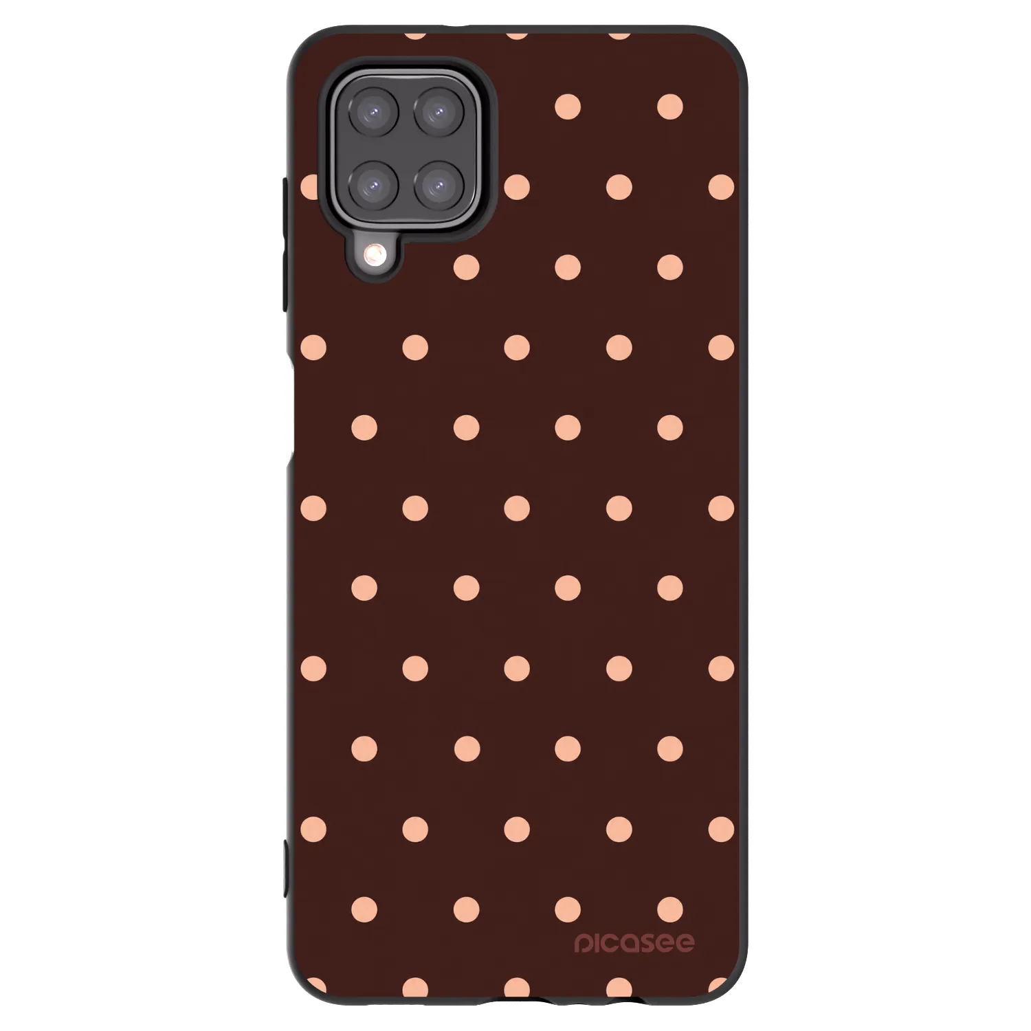 Picasee fekete szilikon tok az alábbi mobiltelefonokra Samsung Galaxy A12 A125F - Peach Dots & Chocolate