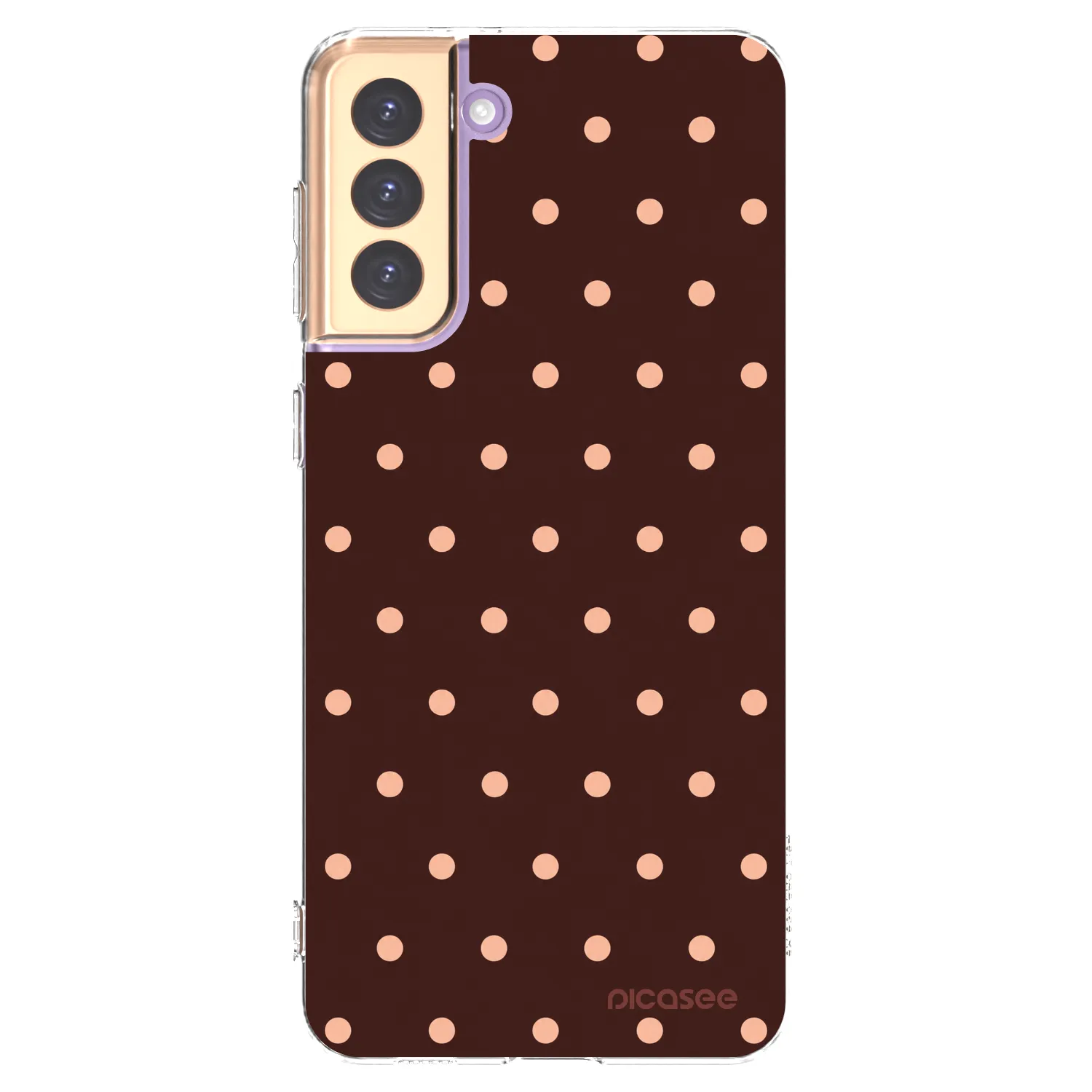 Picasee átlátszó szilikon tok az alábbi mobiltelefonokra Samsung Galaxy S21+ 5G G996F - Peach Dots & Chocolate