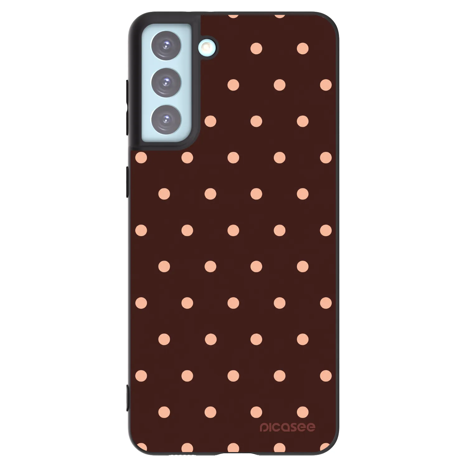 Picasee fekete szilikon tok az alábbi mobiltelefonokra Samsung Galaxy S21+ 5G G996F - Peach Dots & Chocolate