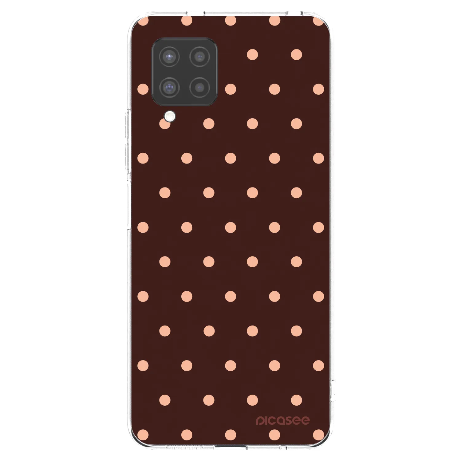 Picasee átlátszó szilikon tok az alábbi mobiltelefonokra Samsung Galaxy A42 A426B - Peach Dots & Chocolate