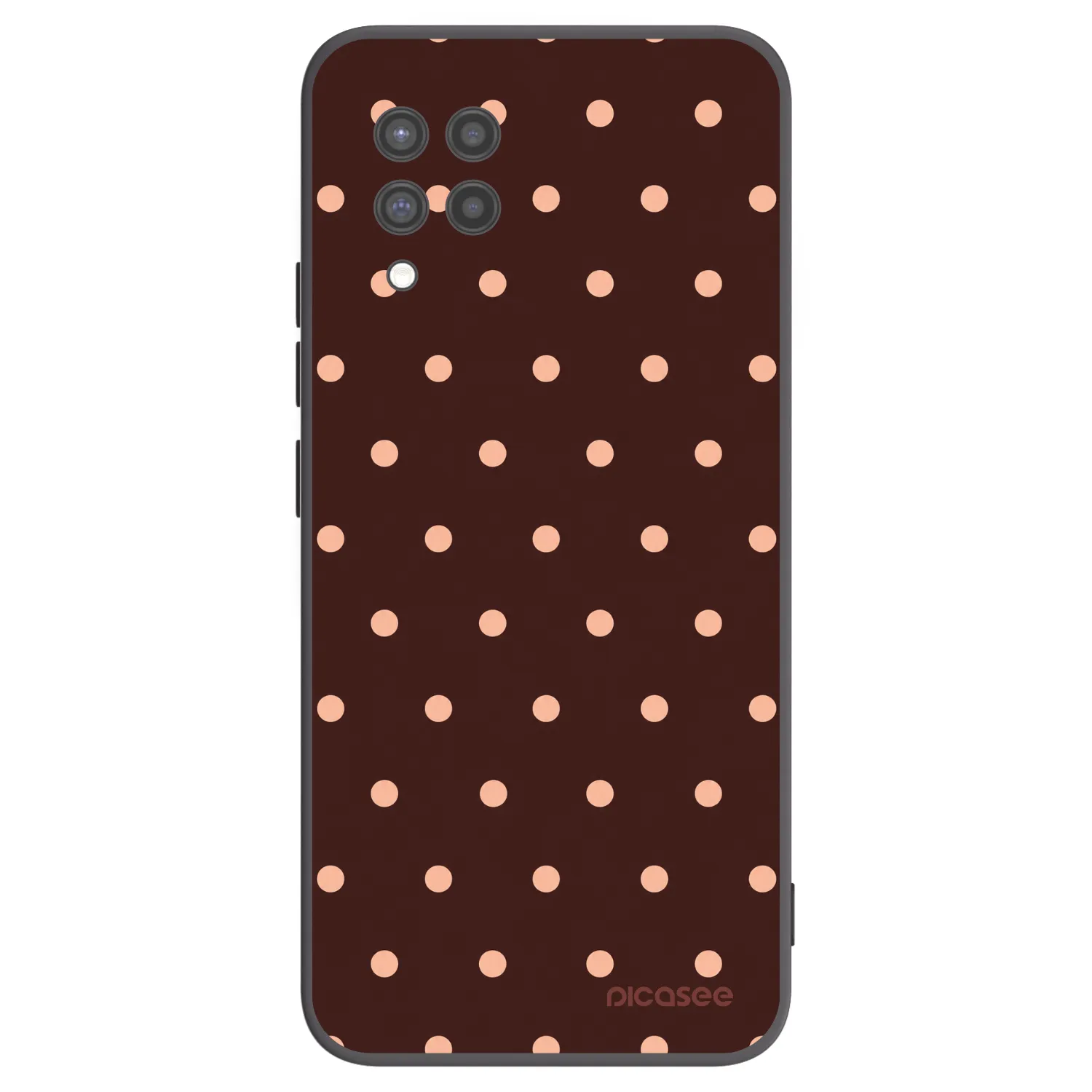 Picasee fekete szilikon tok az alábbi mobiltelefonokra Samsung Galaxy A42 A426B - Peach Dots & Chocolate