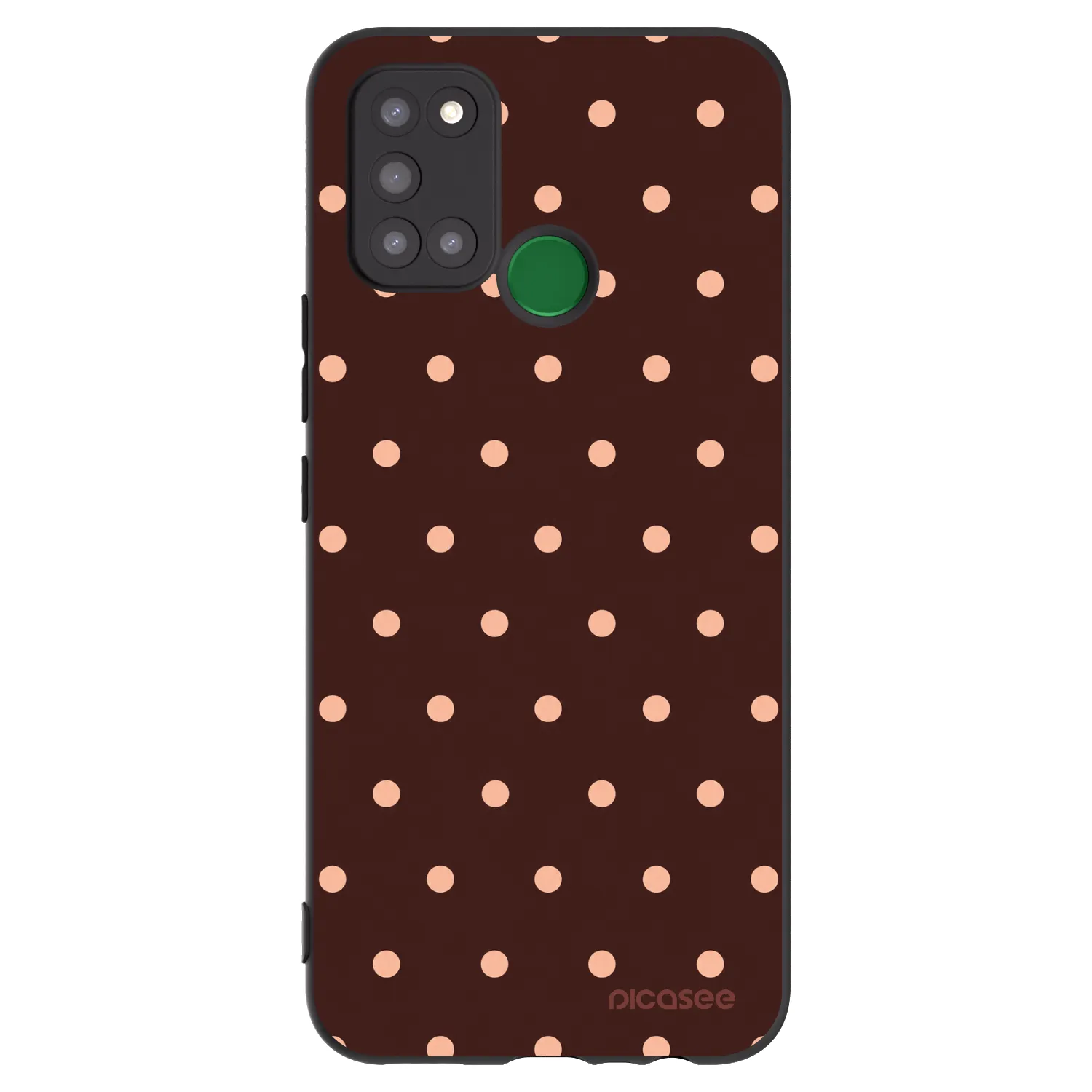 Picasee fekete szilikon tok az alábbi mobiltelefonokra Realme 7i - Peach Dots & Chocolate