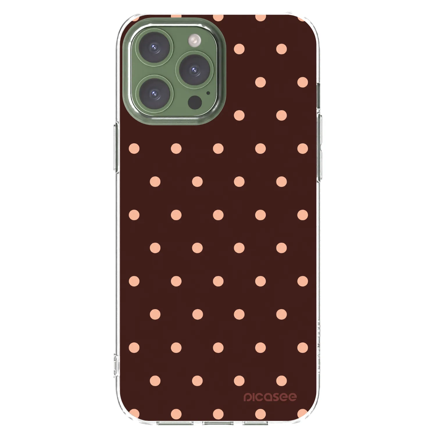 Picasee átlátszó szilikon tok az alábbi mobiltelefonokra Apple iPhone 13 Pro Max - Peach Dots & Chocolate