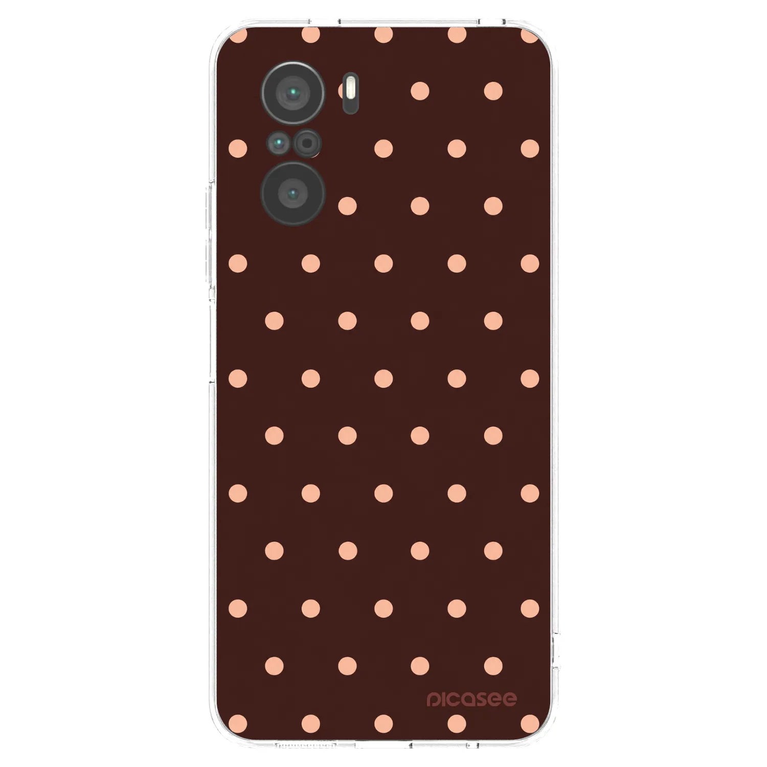 Picasee átlátszó szilikon tok az alábbi mobiltelefonokra Xiaomi Poco F3 - Peach Dots & Chocolate