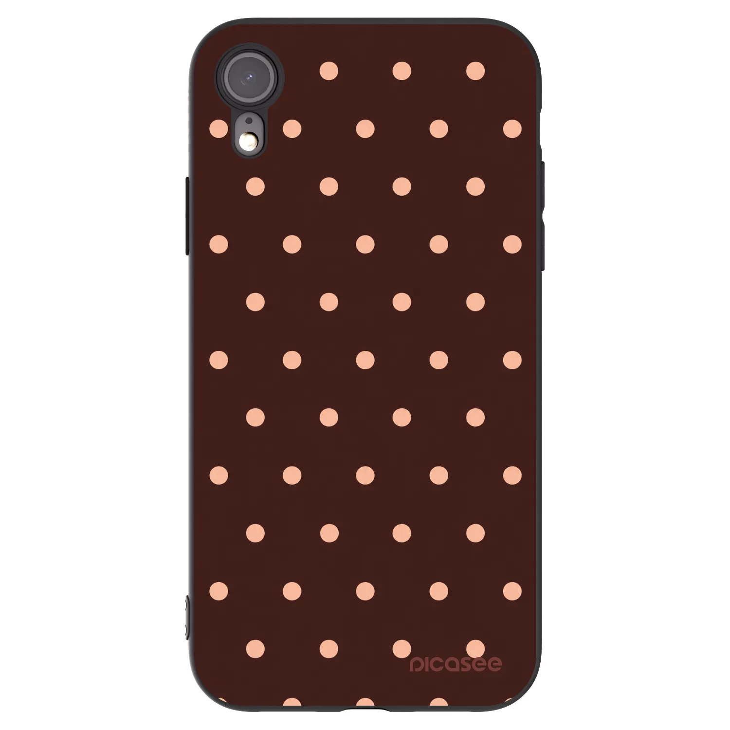 Picasee fekete szilikon tok az alábbi mobiltelefonokra Apple iPhone XR - Peach Dots & Chocolate