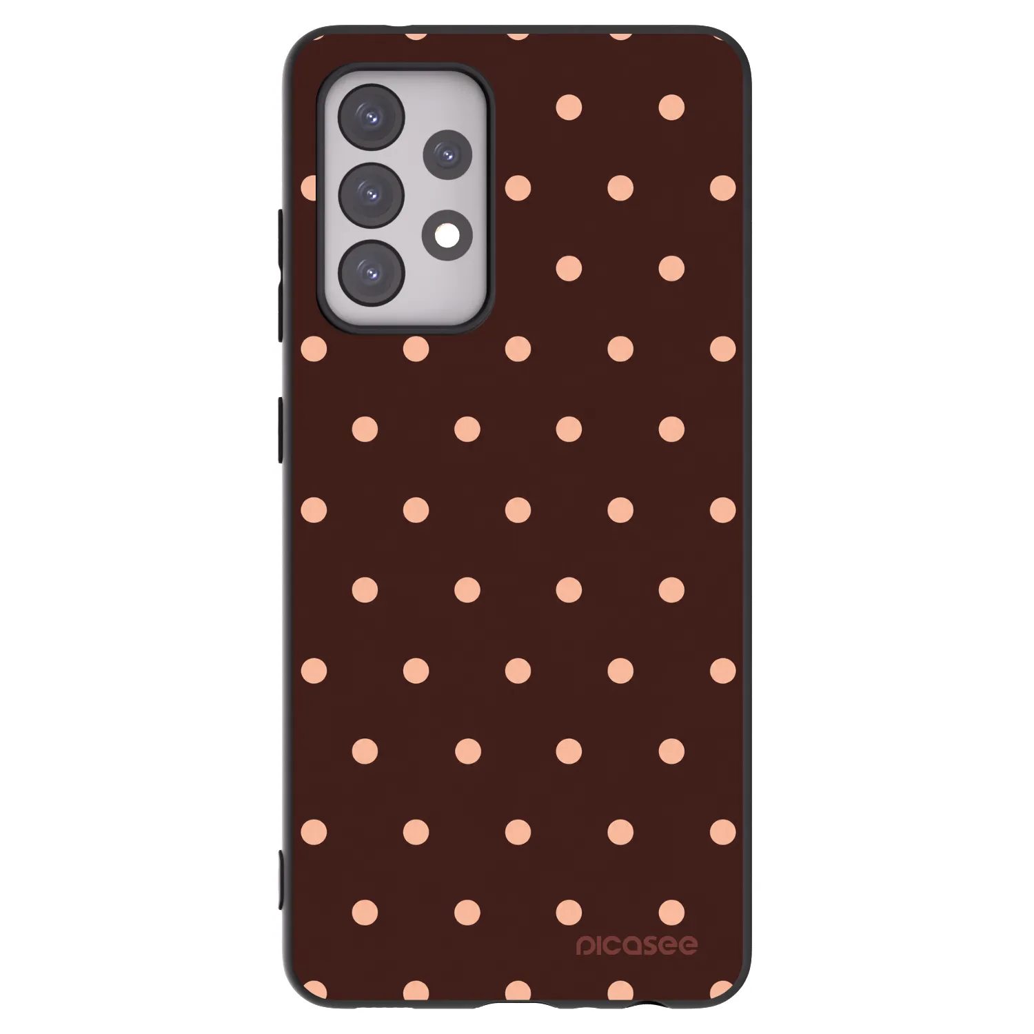 Picasee fekete szilikon tok az alábbi mobiltelefonokra Samsung Galaxy A52s 5G A528B - Peach Dots & Chocolate