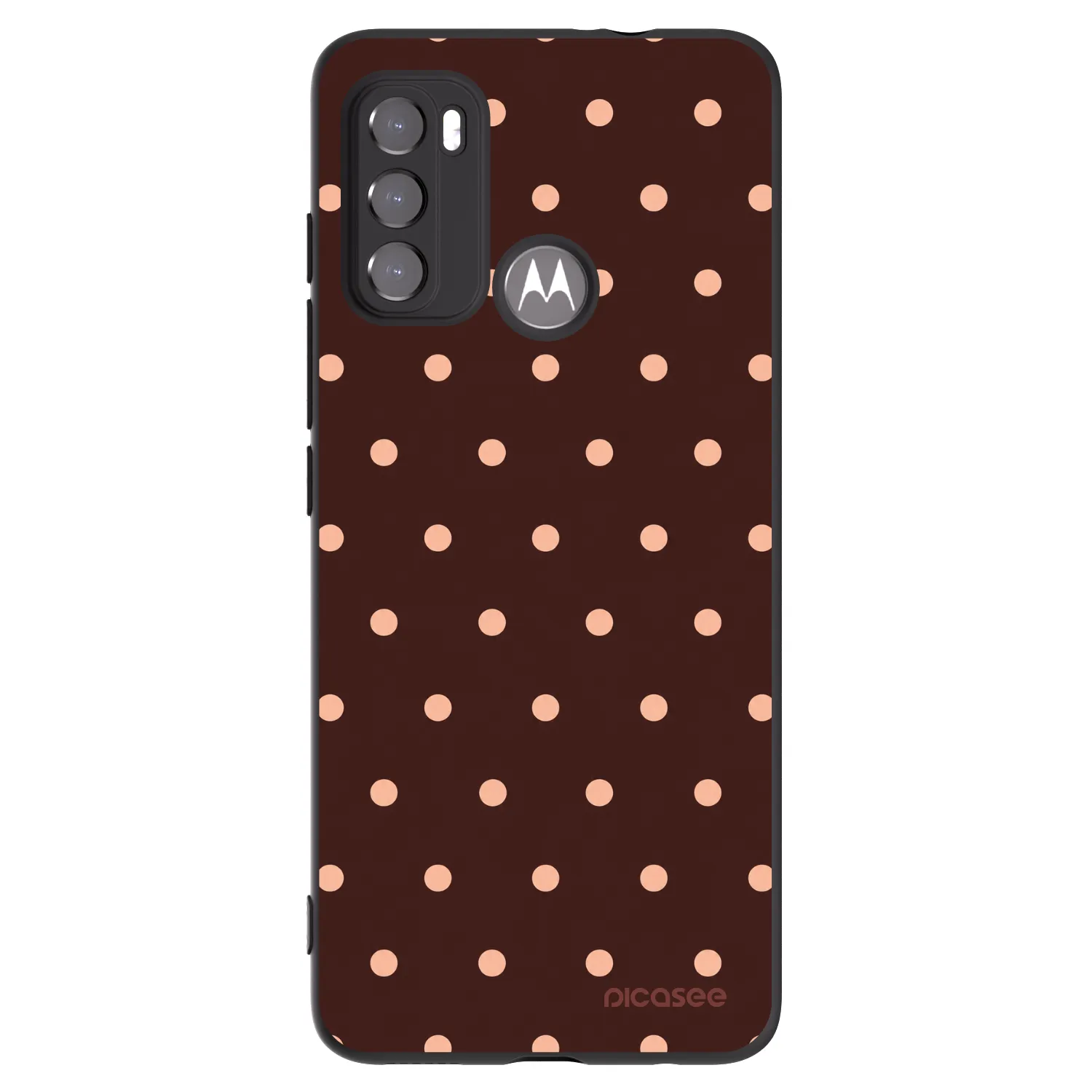 Picasee fekete szilikon tok az alábbi mobiltelefonokra Motorola Moto G60 - Peach Dots & Chocolate