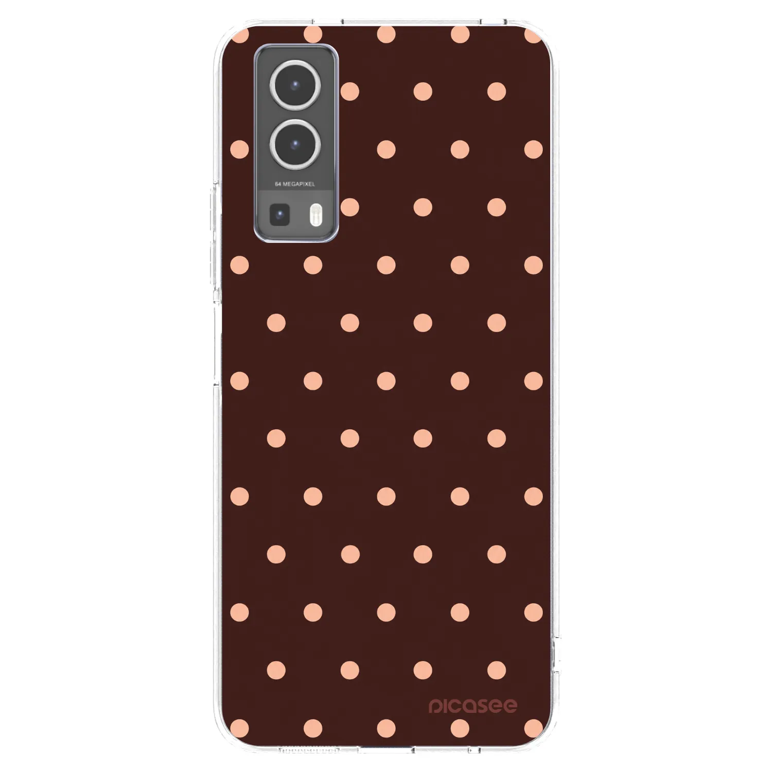 Picasee átlátszó szilikon tok az alábbi mobiltelefonokra Vivo Y72 5G - Peach Dots & Chocolate