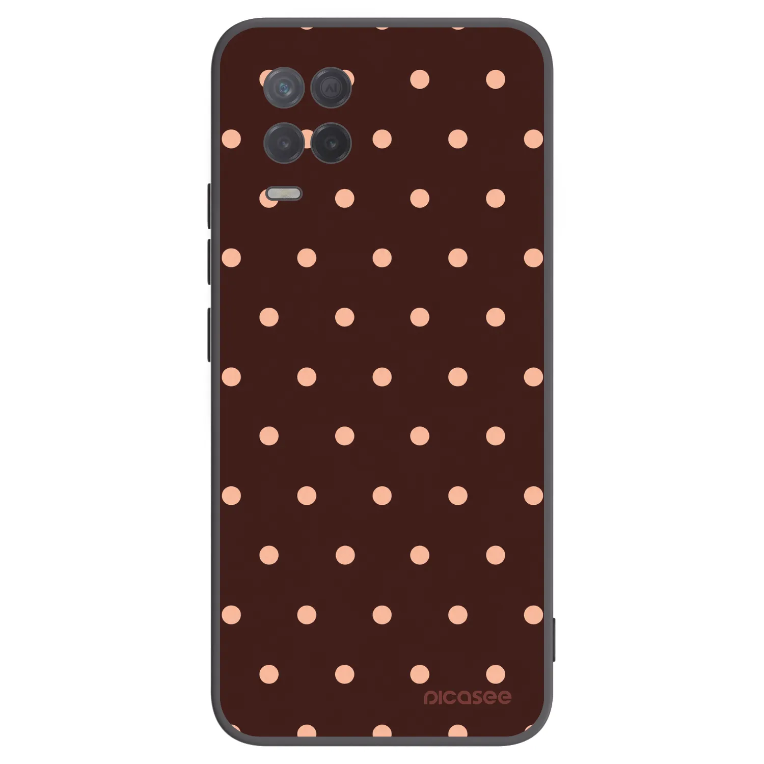 Picasee fekete szilikon tok az alábbi mobiltelefonokra Realme 8 5G - Peach Dots & Chocolate