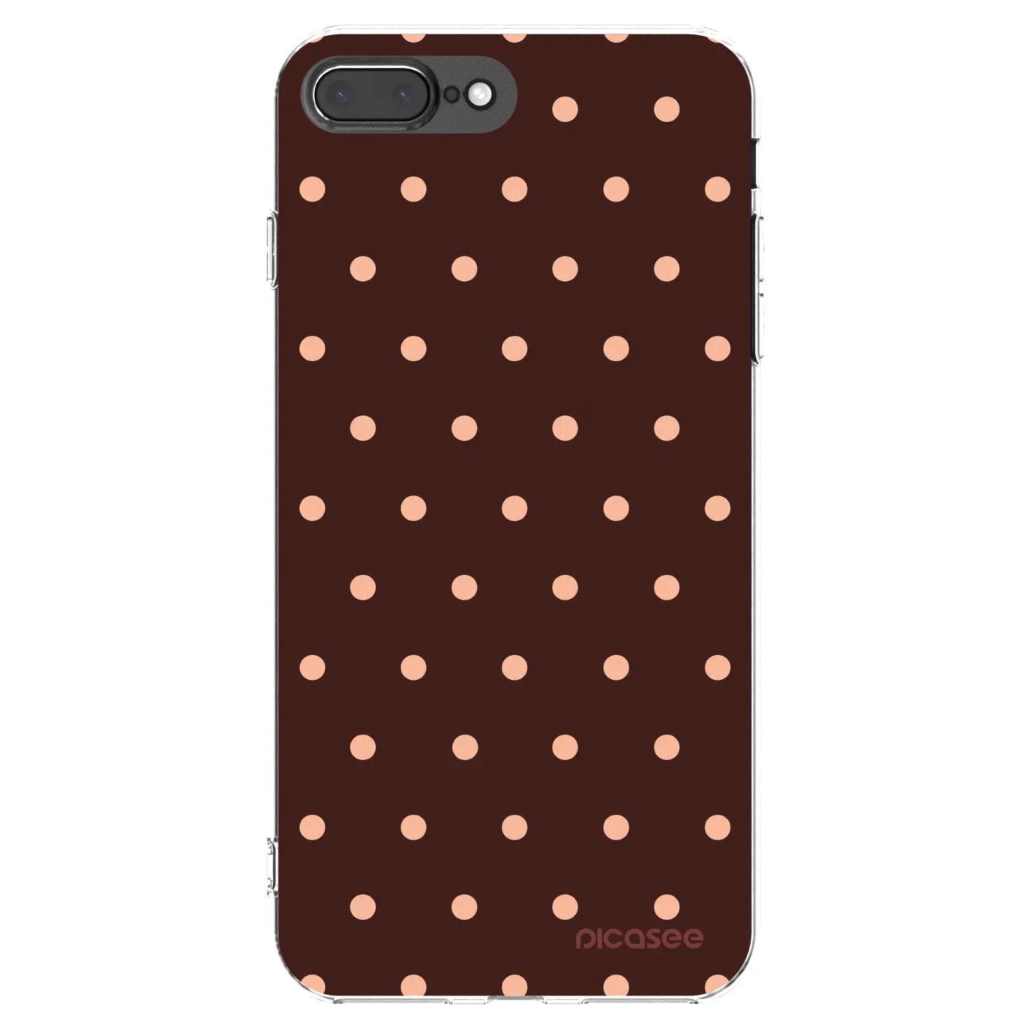 Picasee átlátszó szilikon tok az alábbi mobiltelefonokra Apple iPhone 7 Plus - Peach Dots & Chocolate