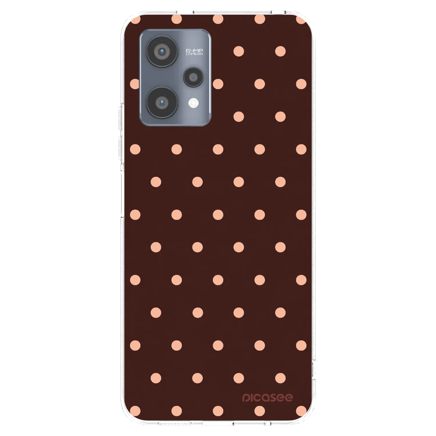 Picasee átlátszó szilikon tok az alábbi mobiltelefonokra Realme 9 Pro 5G - Peach Dots & Chocolate