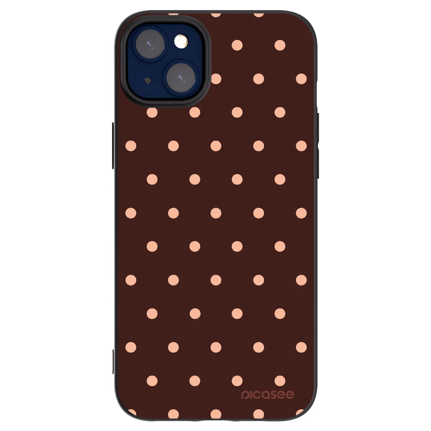 Picasee fekete szilikon tok az alábbi mobiltelefonokra Apple iPhone 14 Plus - Peach Dots & Chocolate