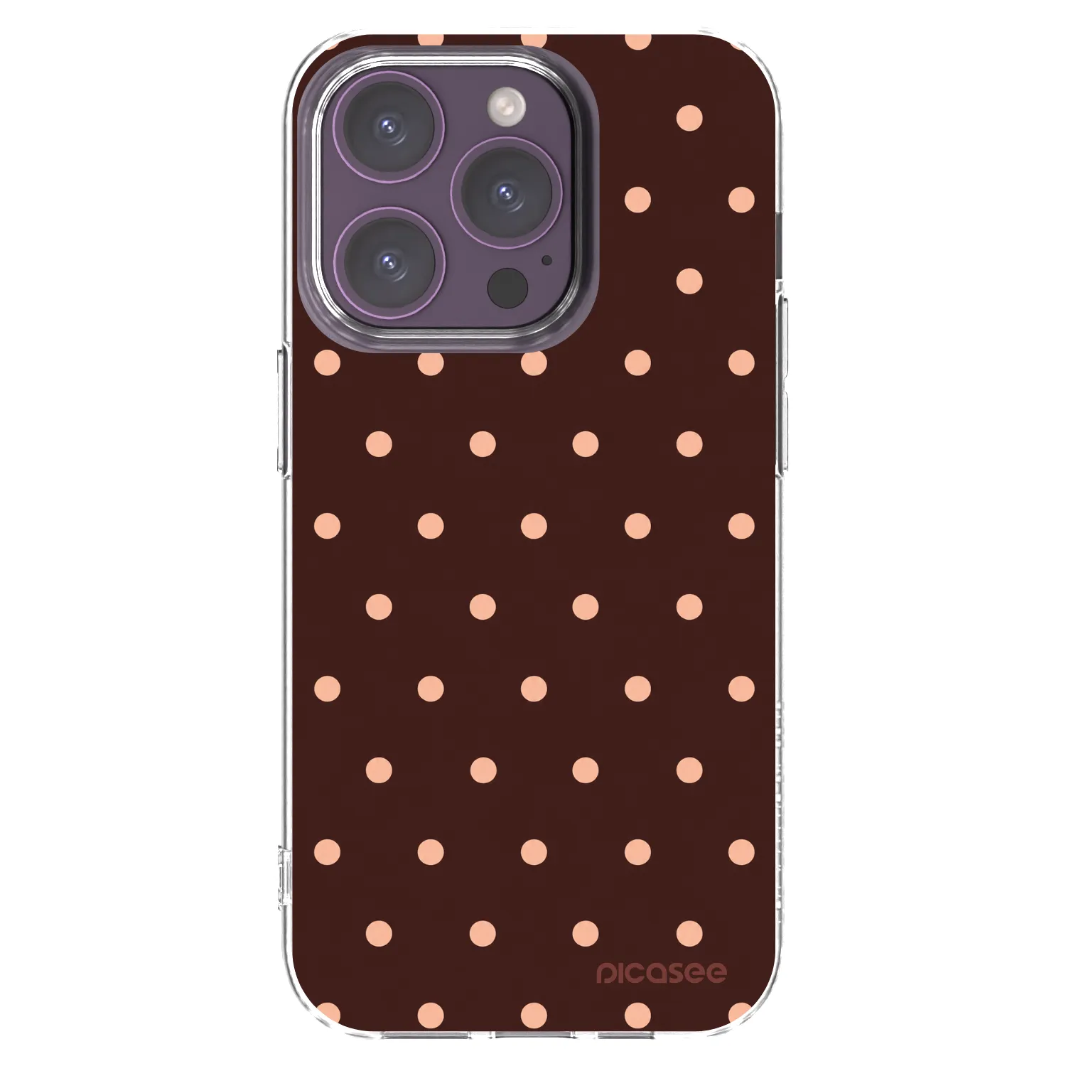 Picasee átlátszó szilikon tok az alábbi mobiltelefonokra Apple iPhone 14 Pro - Peach Dots & Chocolate