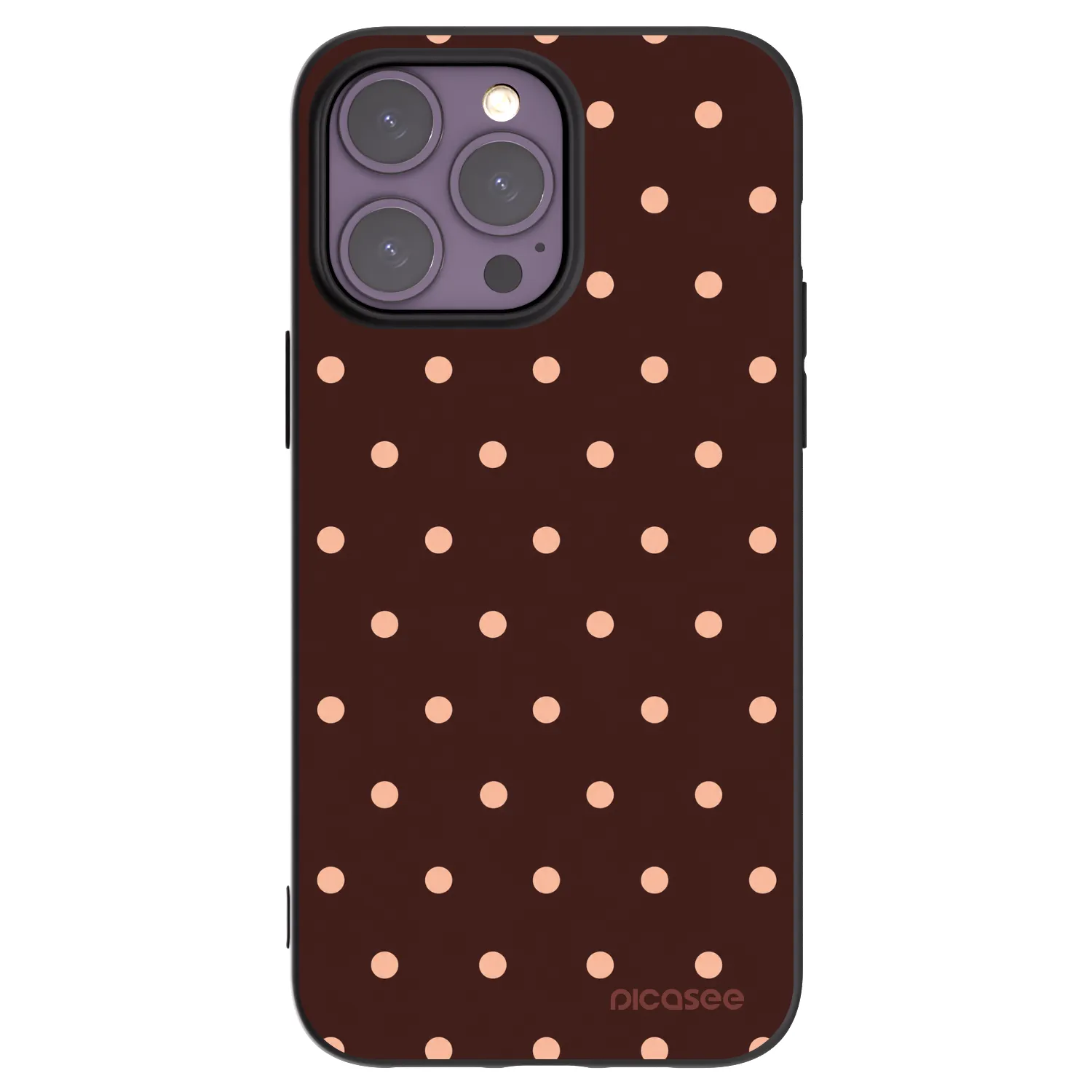 Picasee fekete szilikon tok az alábbi mobiltelefonokra Apple iPhone 14 Pro Max - Peach Dots & Chocolate