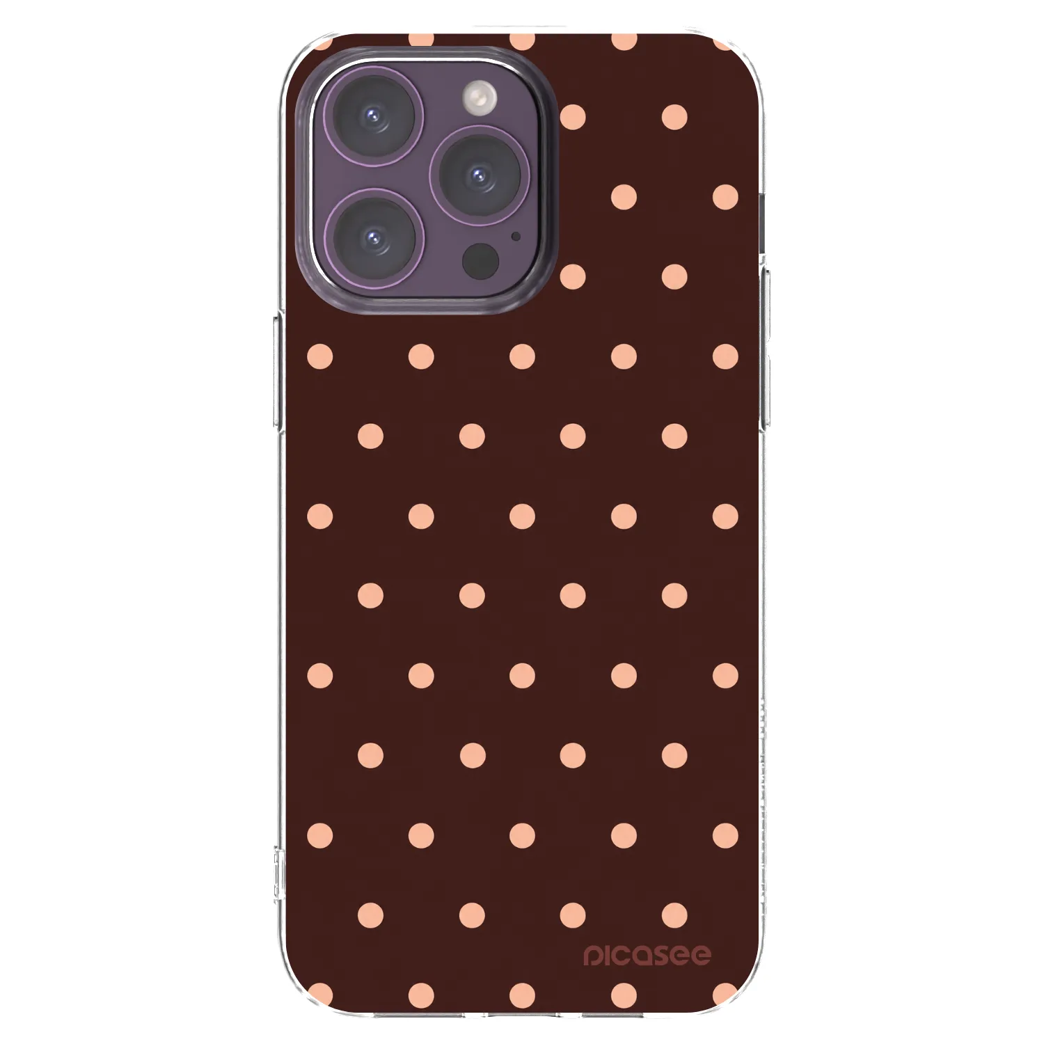 Picasee átlátszó szilikon tok az alábbi mobiltelefonokra Apple iPhone 14 Pro Max - Peach Dots & Chocolate