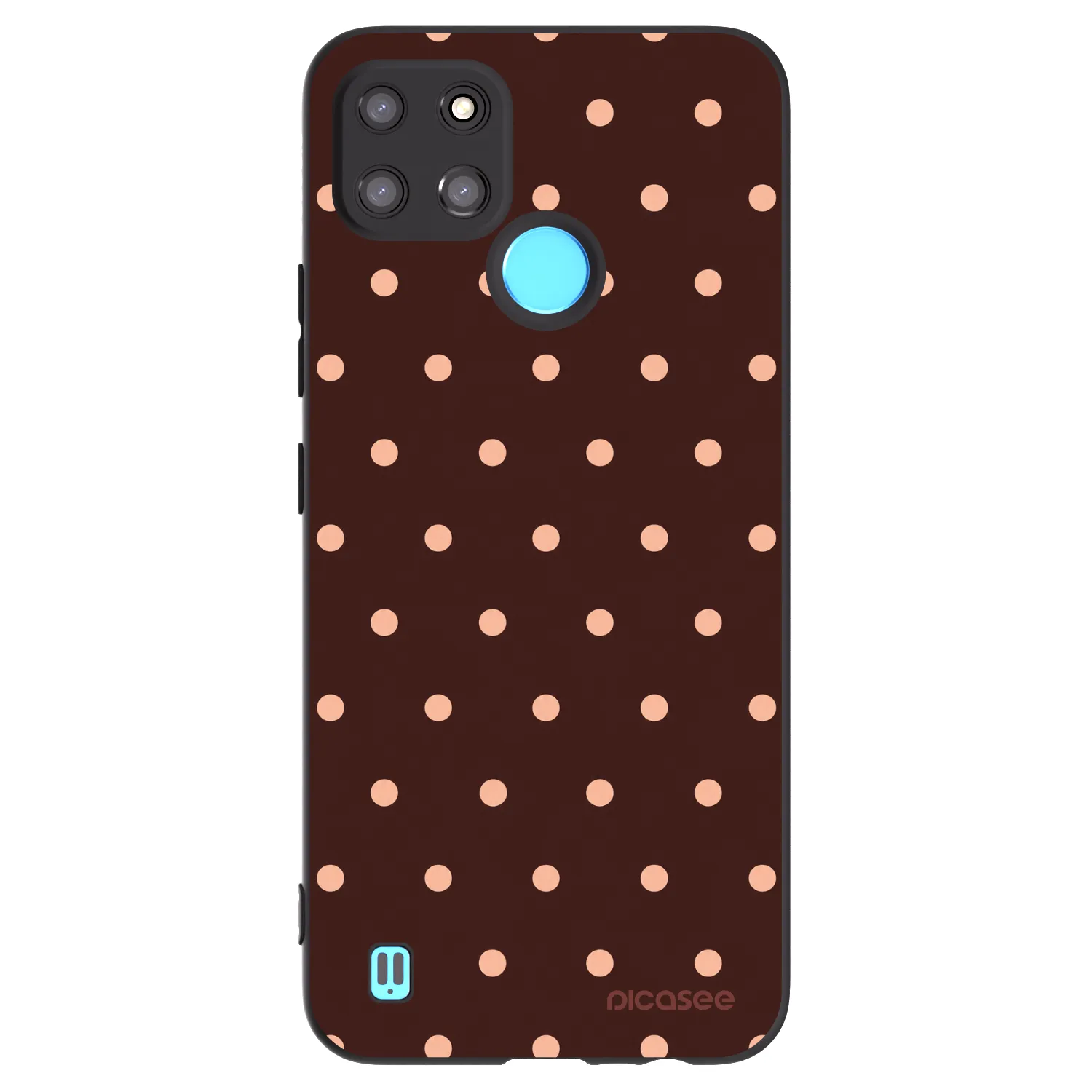 Picasee fekete szilikon tok az alábbi mobiltelefonokra Realme C21Y - Peach Dots & Chocolate