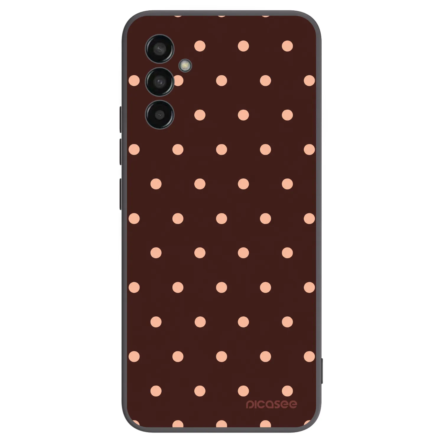 Picasee fekete szilikon tok az alábbi mobiltelefonokra Samsung Galaxy M13 M135F - Peach Dots & Chocolate