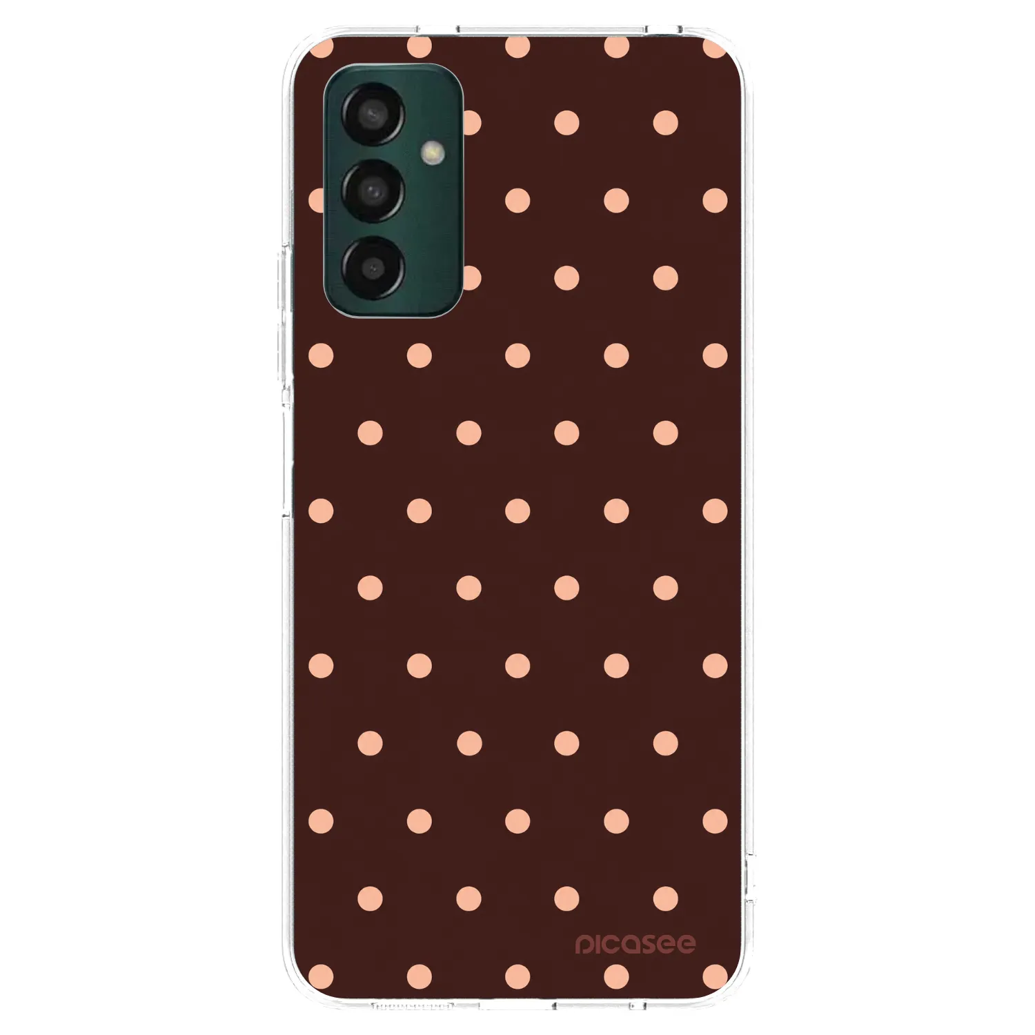 Picasee átlátszó szilikon tok az alábbi mobiltelefonokra Samsung Galaxy M13 M135F - Peach Dots & Chocolate