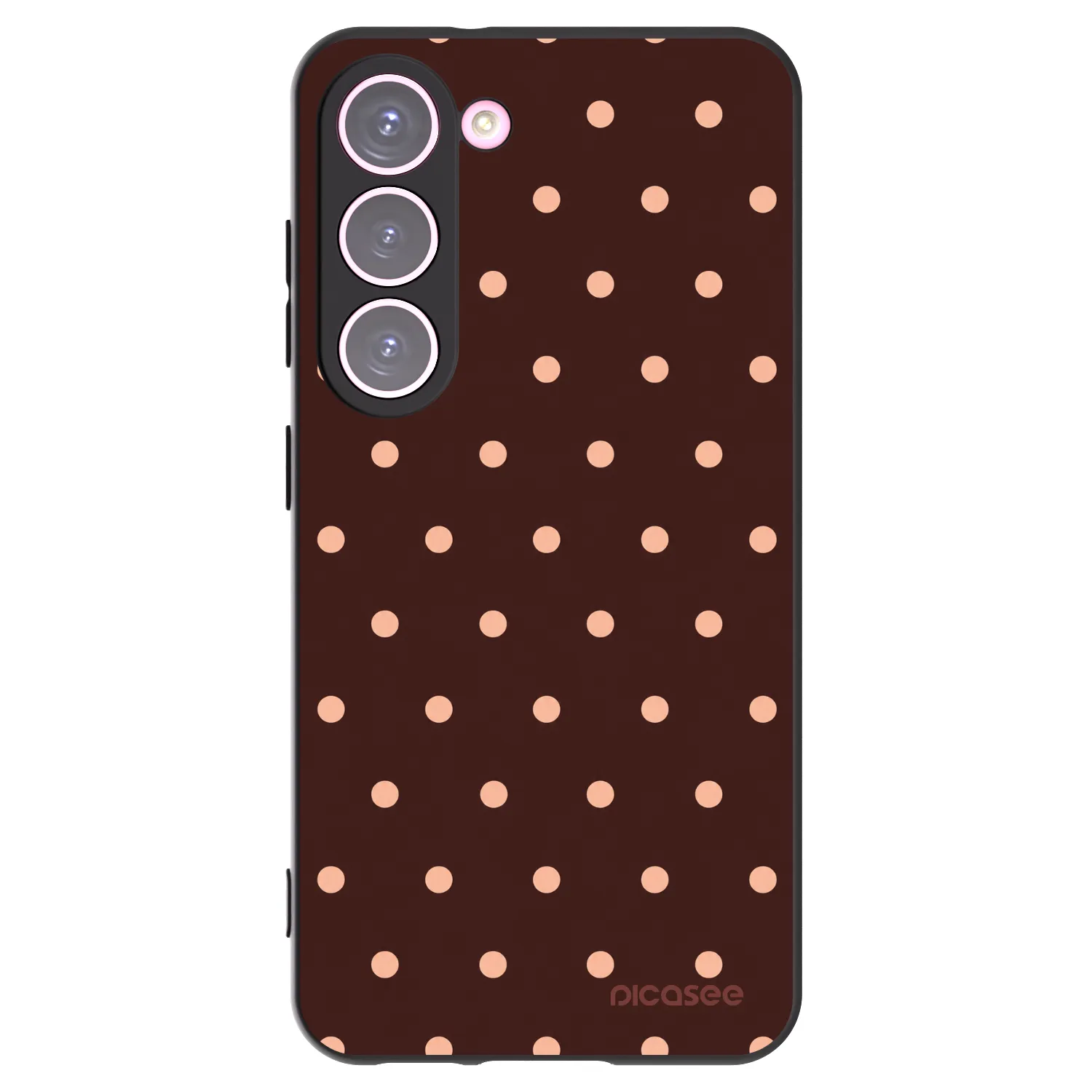 Picasee fekete szilikon tok az alábbi mobiltelefonokra Samsung Galaxy S23 5G - Peach Dots & Chocolate