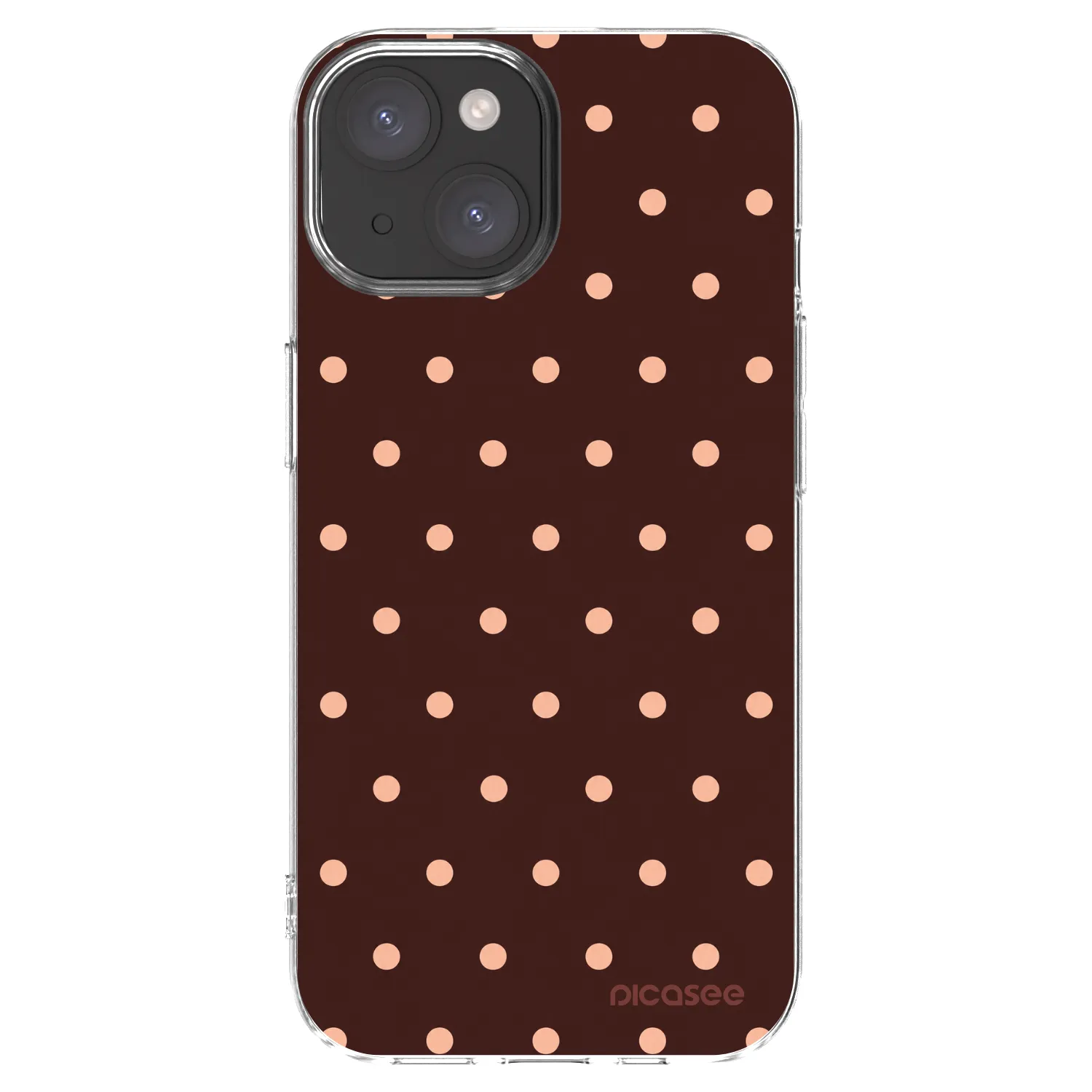 Picasee átlátszó szilikon tok az alábbi mobiltelefonokra Apple iPhone 15 - Peach Dots & Chocolate