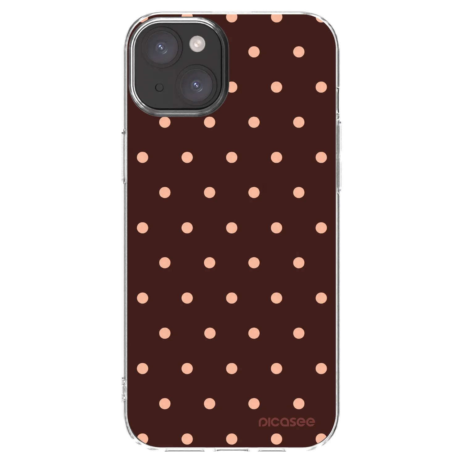 Picasee átlátszó szilikon tok az alábbi mobiltelefonokra Apple iPhone 15 Plus - Peach Dots & Chocolate