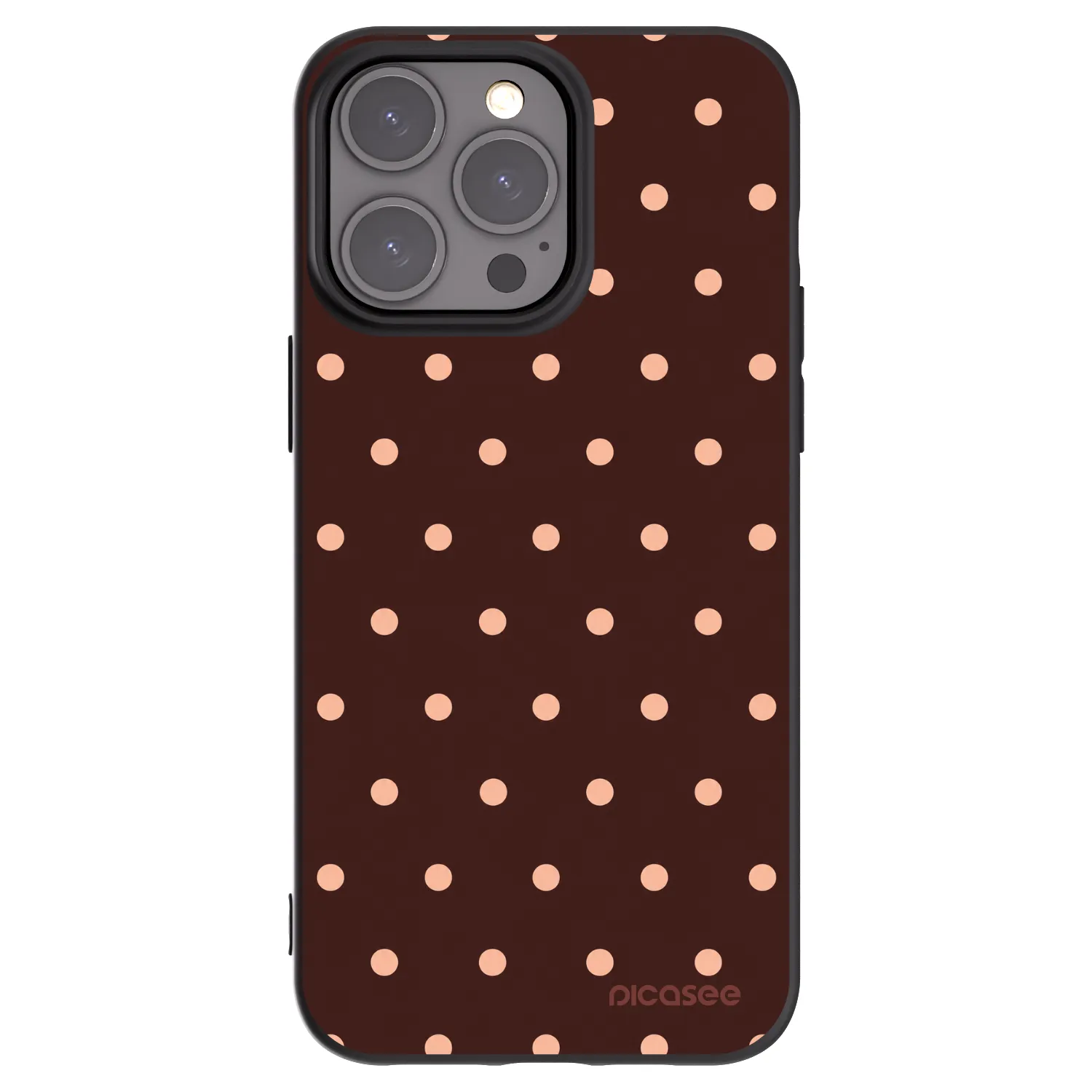 Picasee fekete szilikon tok az alábbi mobiltelefonokra Apple iPhone 15 Pro Max - Peach Dots & Chocolate